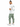 A person with a ponytail wears a white t-shirt and light green cargo pants, standing in a casual pose.