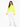 A model wearing a bright neon yellow turtleneck top paired with white joggers and white sneakers.