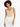 A model with curly hair poses in a beige bodysuit and white high-waisted pants against a plain background.