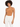 A model with curly hair wears a fitted, tan bodysuit paired with high-waisted white pants.