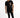 A young man poses in a fitted black t-shirt featuring a graphic print and text, paired with black skinny jeans and st...