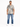 Short-sleeve button shirt featuring a cream background with bold black stripes, paired with blue jeans and white snea...
