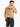 A man wearing a tan t-shirt with "NO PAUSES" text and stars, paired with dark shorts, poses from behind.