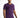 A model wearing a fitted purple t-shirt with motivational text printed across the chest, paired with black jeans.