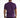 A man stands with his back to the camera, wearing a fitted purple short-sleeve shirt and black jeans.