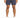 Men's navy shorts with an elastic waistband and drawstring, paired with white sneakers.