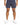 Men's navy shorts with an elastic waistband and drawstring, paired with white sneakers.