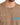 Close-up of a brown t-shirt featuring a textured finish, with a blue graphic and a quote symbol on the chest.