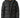 A black puffer coat with a fur-lined hood, featuring buttoned pockets and a zippered front.