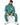 No Risk Top Set in Teal Green – hoodie and joggers, seated front view with white slogan prints