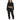 Eyes Top Set in Black – full-length front view of cropped bustier-seam top and cutout-waist joggers