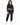 Eyes Top Set in Black – full-length front view of the cropped bustier-seam top with cutout-waist joggers