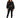 Ellis Bomber Jacket in Black – full-length front view, worn open with gold-tone zip and ribbed cuffs