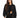 Ellis Bomber Jacket in Black – front view worn open with gold-tone zip and ribbed cuffs
