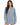 Saylor Sweater in Blue – front view on model, cable knit with distressed ladder rips and crew neck