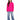 Brooke Sweater in Hot Pink – full-length front view with elbow cutout sleeves, worn with wide-leg jeans