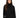 Celine Sweater in Black – front view of turtleneck with frayed hem, worn with a white mini skirt