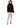 Celine Sweater in Black – full-length front view of turtleneck with fringed hem over white wrap skirt
