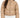 Thea Coat in Tan – front view on model of the glossy cropped puffer with ring zip pull