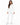 Collar Pants Set in White – full-length front view with keyhole cutout sweatshirt and cuffed joggers
