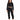 Eyes Pants Set in Black – full-length front view of bustier-seam crop top and cutout-waist joggers