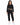 Eyes Pants Set in Black – full-length front view of bustier-seam crop top and cutout-waist joggers