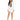 Nina Skirt Set in White – full-length front view of cropped one-button blazer and asymmetric wrap mini skirt