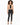 Ride Blazer in Tan – full-length front view of the cropped one-button blazer worn open over a black crop top