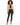 Ride Blazer in Tan – full-length front view of the cropped one-button blazer worn open over a black crop top