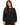Collar Top Set in Black – front view on model, crew neck with keyhole cutout and matching pants