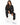 Collar Top Set in Black – seated front view of the keyhole cutout sweatshirt and cuffed joggers