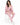 Remi Pants Set in Pink – seated model in zip hoodie, cutout bodysuit and drawstring joggers