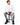 Romeo Turtleneck Sweater in White – seated model with ribbed cuffs, worn with gray ripped jeans