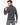 Romeo Turtleneck Sweater in Charcoal Gray – back view on model with ribbed cuffs and hem, worn with gray jeans