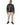 Russell Jacket in Black – full-length front view, worn open with silver zips and beige cargo joggers