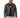 Russell Jacket in Black – front view on model, open biker style with silver zips and snap lapels