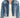 Jolie Denim Jacket in medium blue wash – front view worn open with distressed rips and frayed cropped hem