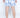 Back view of men's blue and white vertical striped swim trunks by Carbon Jeans.