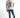 Men's Finnley blue slim fit distressed jeans with Carbon side logo tape and ripped knees on a studio model.
