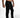 Side view of Mason slim straight black streetwear jeans with subtle knee distressing on a model.