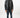 Bradley Jacket: Men's dark blue faux leather jacket with ribbed sleeve details, worn by a model in a trendy urban style.