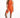 Model in Mara orange high-waisted biker shorts and zip-up tank top athleisure set with white sneakers.