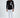 Man in a Never Give Up graphic long-sleeve black streetwear shirt and white distressed jeans.