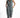 Model wearing a Faye blue acid wash denim utility jumpsuit with cargo pockets, zip-front, and tapered jogger cuffs.