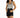 Model in the Anya white sleeveless bodysuit with a black geometric print and high-waisted denim shorts.