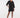 Women's black 2-piece Ann ribbed lounge set with a button-down shirt and matching shorts on a studio model.