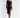 Model in Valeria Black Mini Dress featuring a one-shoulder design, bold side cut-outs, and a high-slit hemline.