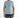 Man in a light blue Heal The World graphic tee with white embroidered collar and distressed denim shorts.