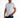 Men's white streetwear t-shirt with DIFFERENT embroidered collar and layered black hem detail on white background.