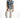 Model wearing the Mylah light wash blue denim vest, white drawstring trousers, and platform sneakers on a white backdrop.